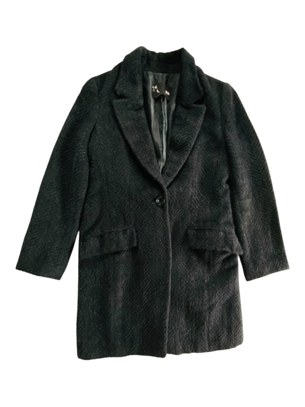 DIA Luxury Suri Alpaca Wool Shimmer Mid Length Coat Jacket Charcoal Black Small - Picture 4 of 13